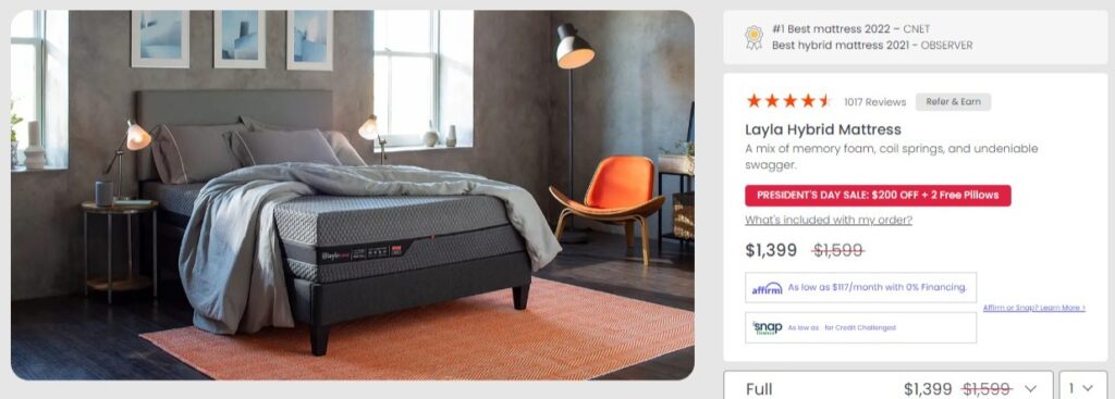 layla hybris mattress price