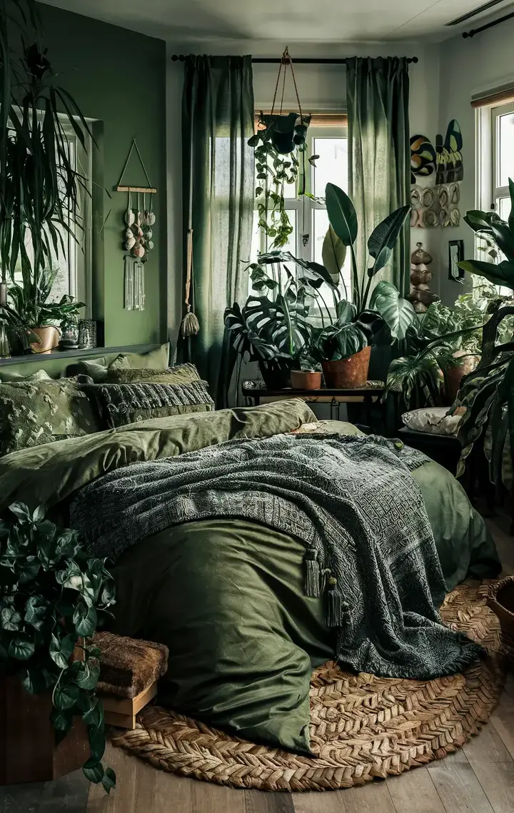 boho bedroom plants