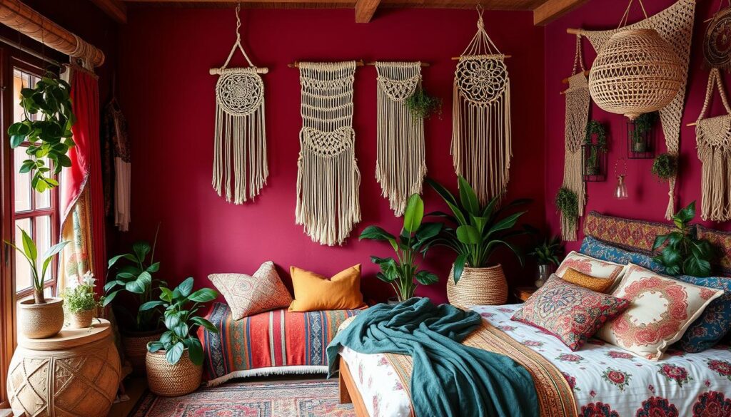 boho bedroom vibrant color ideas