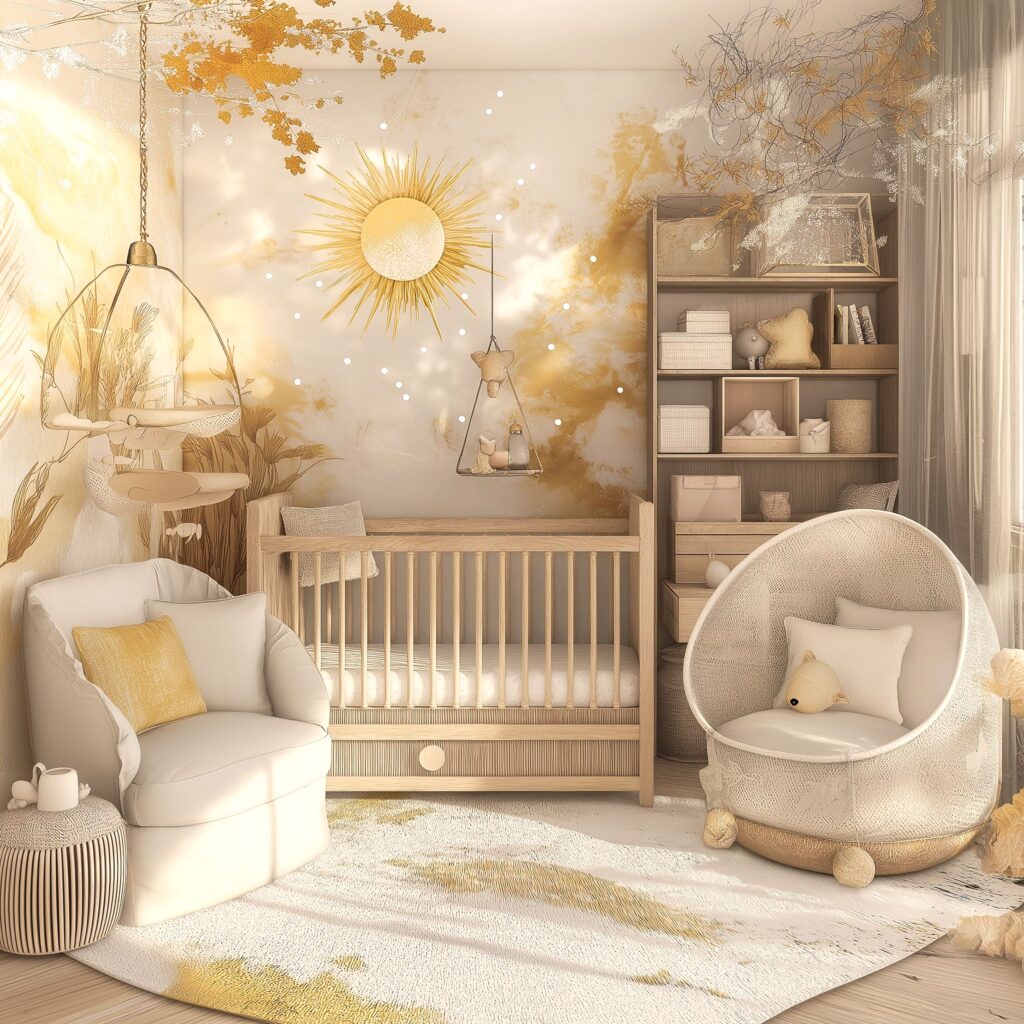 Natural Nursery Color Ideas Featuring Greens, Browns, and Light Woods