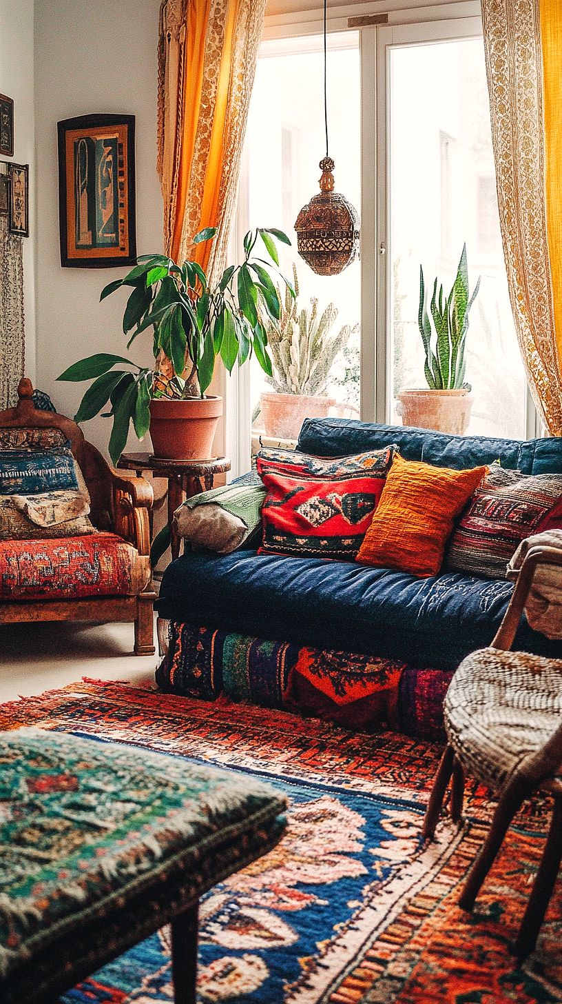 28+ Alluring Dark Boho Living Room Design Ideas