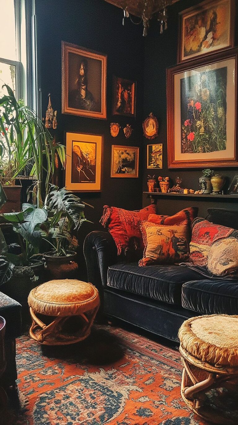 28+ Alluring Dark Boho Living Room Design Ideas