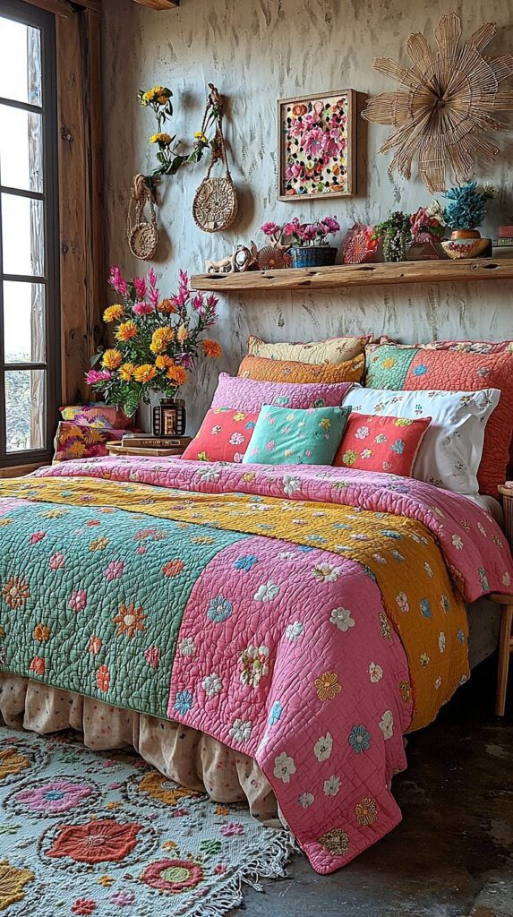 colorful boho bedroom ideas59